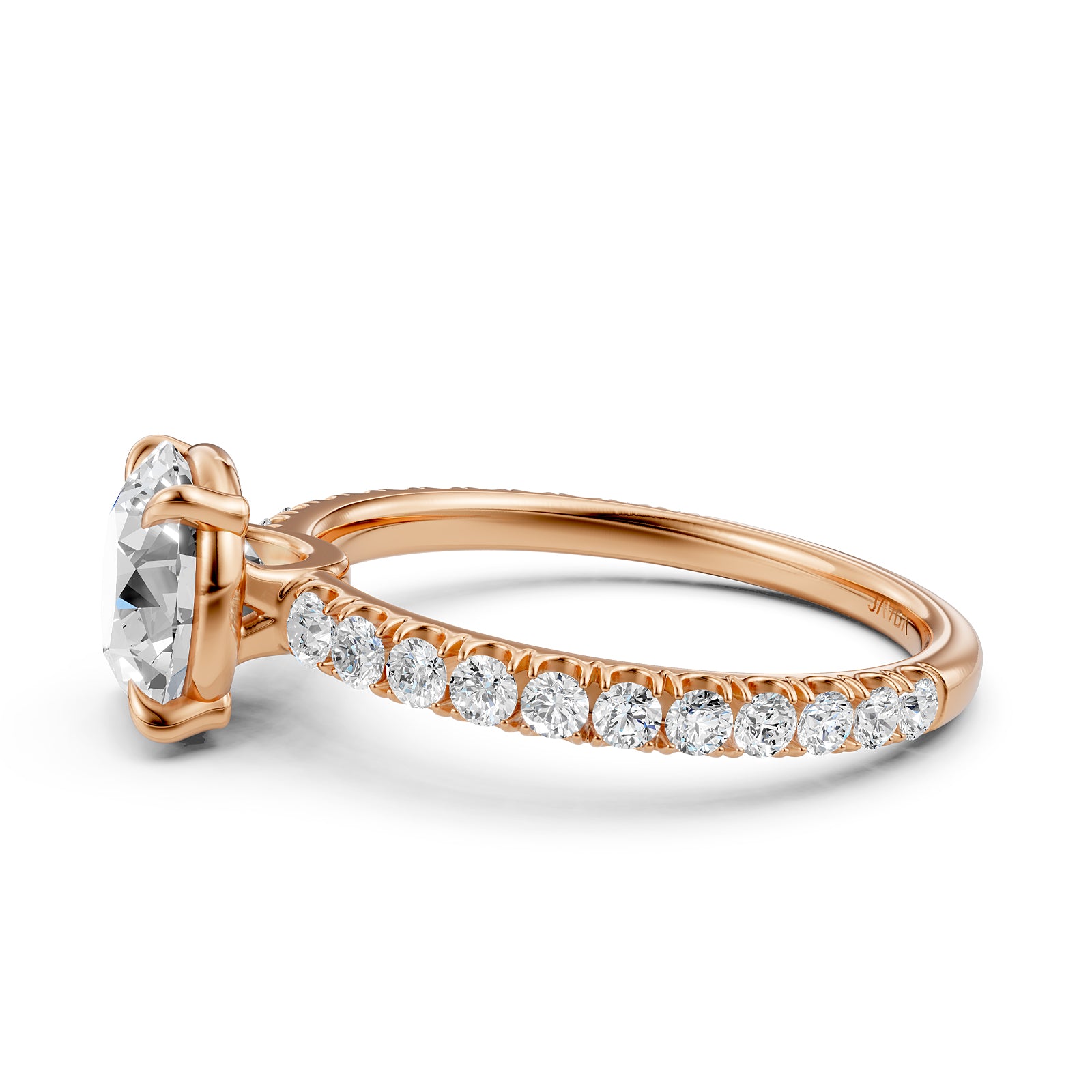 French U Pave Set Lab Grown Diamond Engagement Ring IGI Certified 1.50 Ctw.