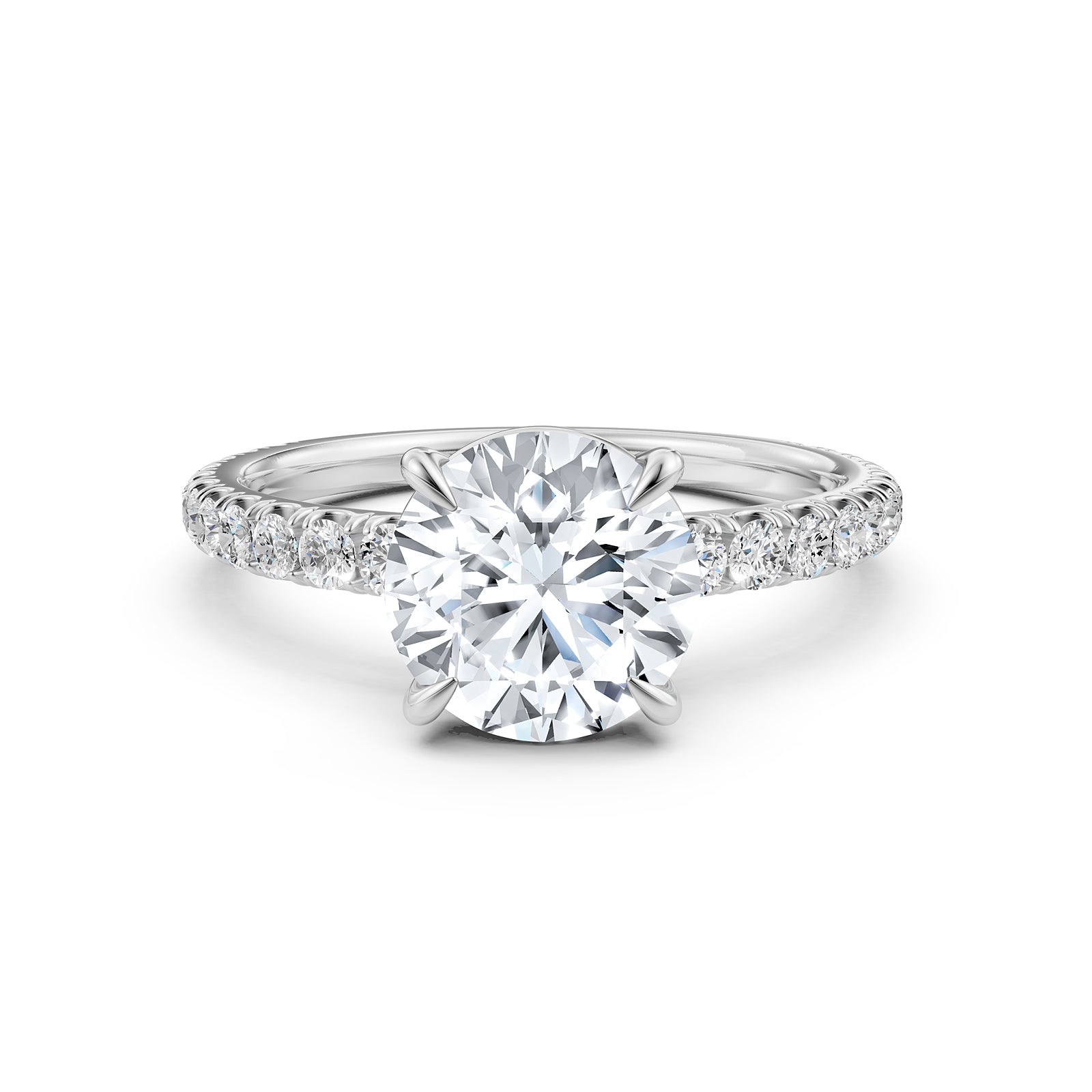 French U Pave Set Lab Grown Diamond Engagement Ring IGI Certified 1.50 Ctw.