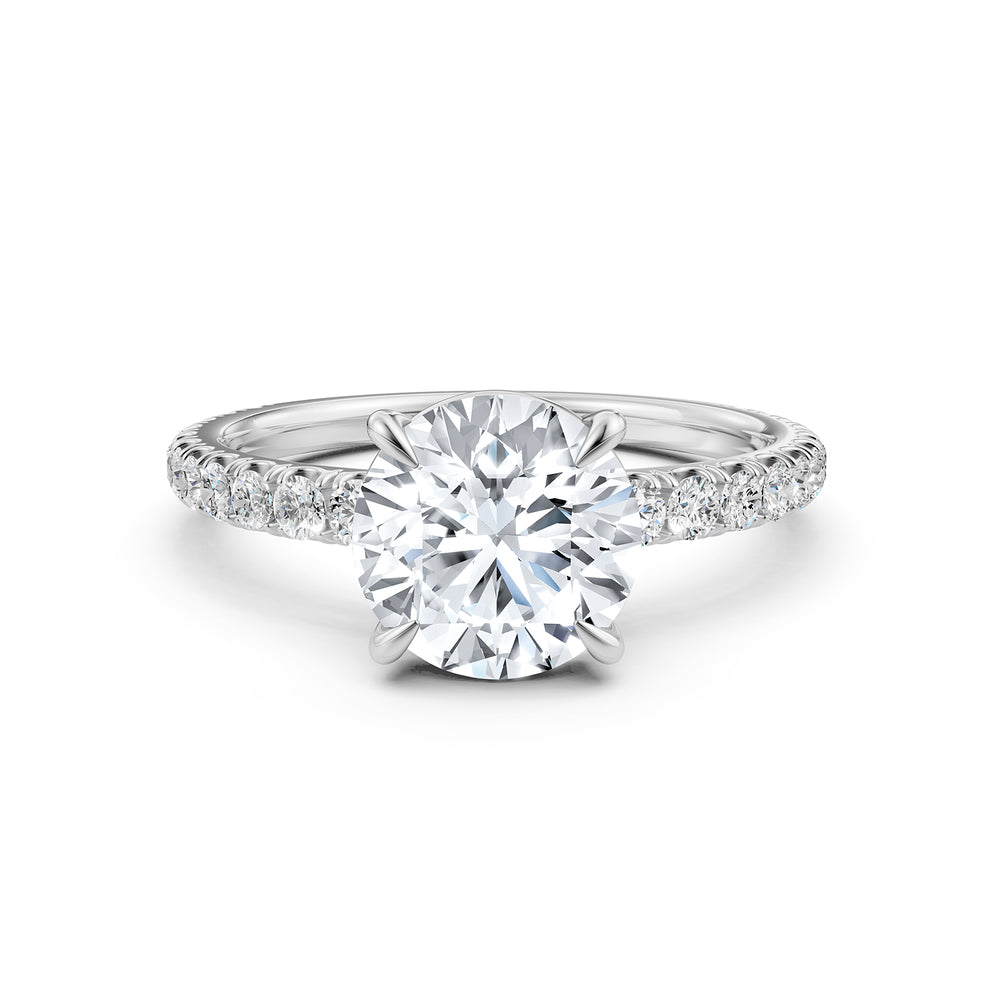 French U Pave Set Lab Grown Diamond Engagement Ring IGI Certified 1.50 Ctw.