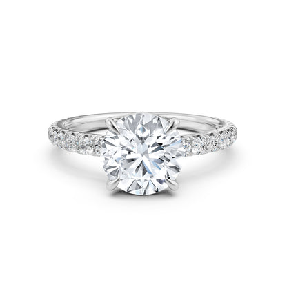 French U Pave Set Lab Grown Diamond Engagement Ring IGI Certified 1.50 Ctw.