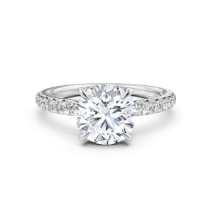 French U Pave Set Lab Grown Diamond Engagement Ring IGI Certified 1.50 Ctw.