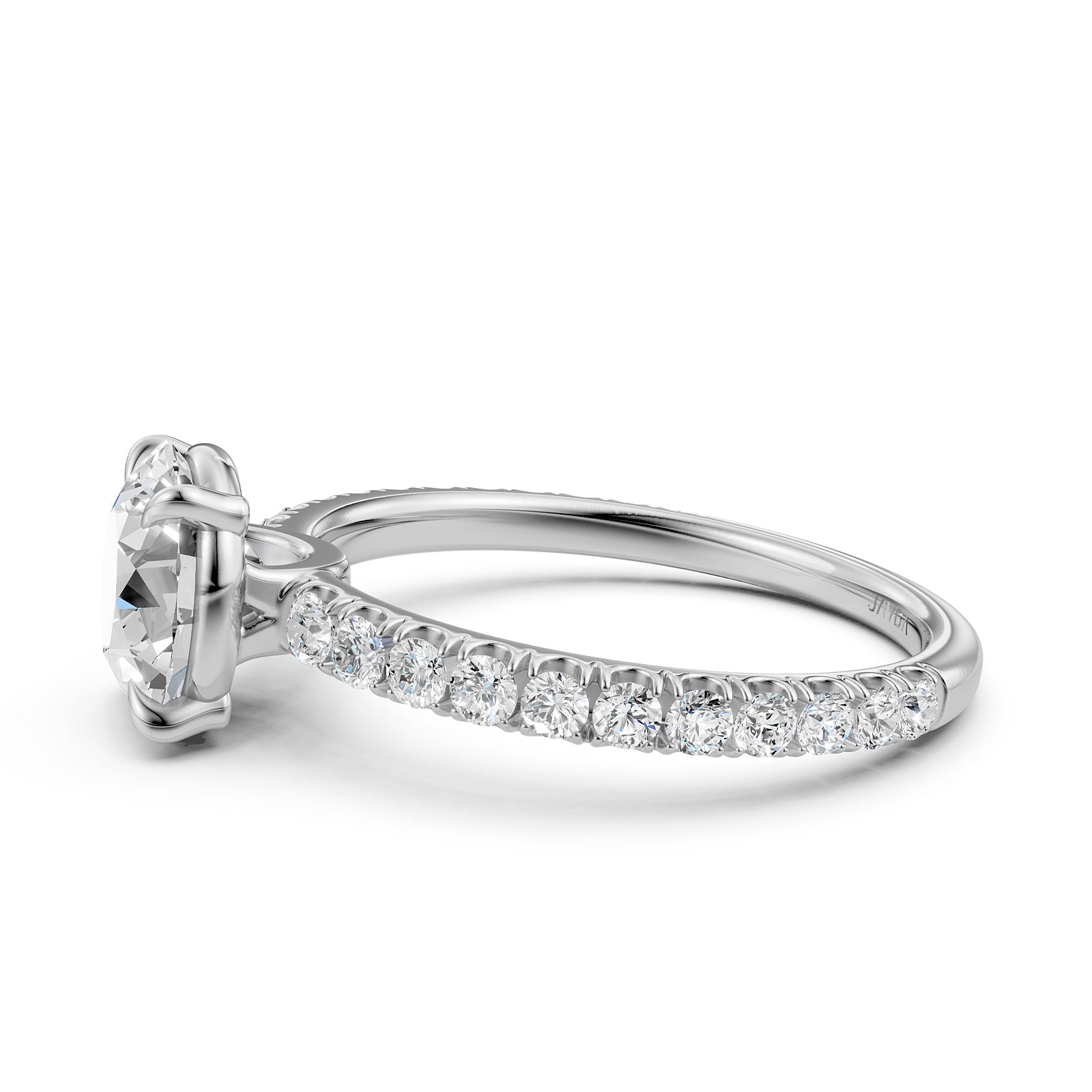 French U Pave Set Lab Grown Diamond Engagement Ring IGI Certified 1.50 Ctw.