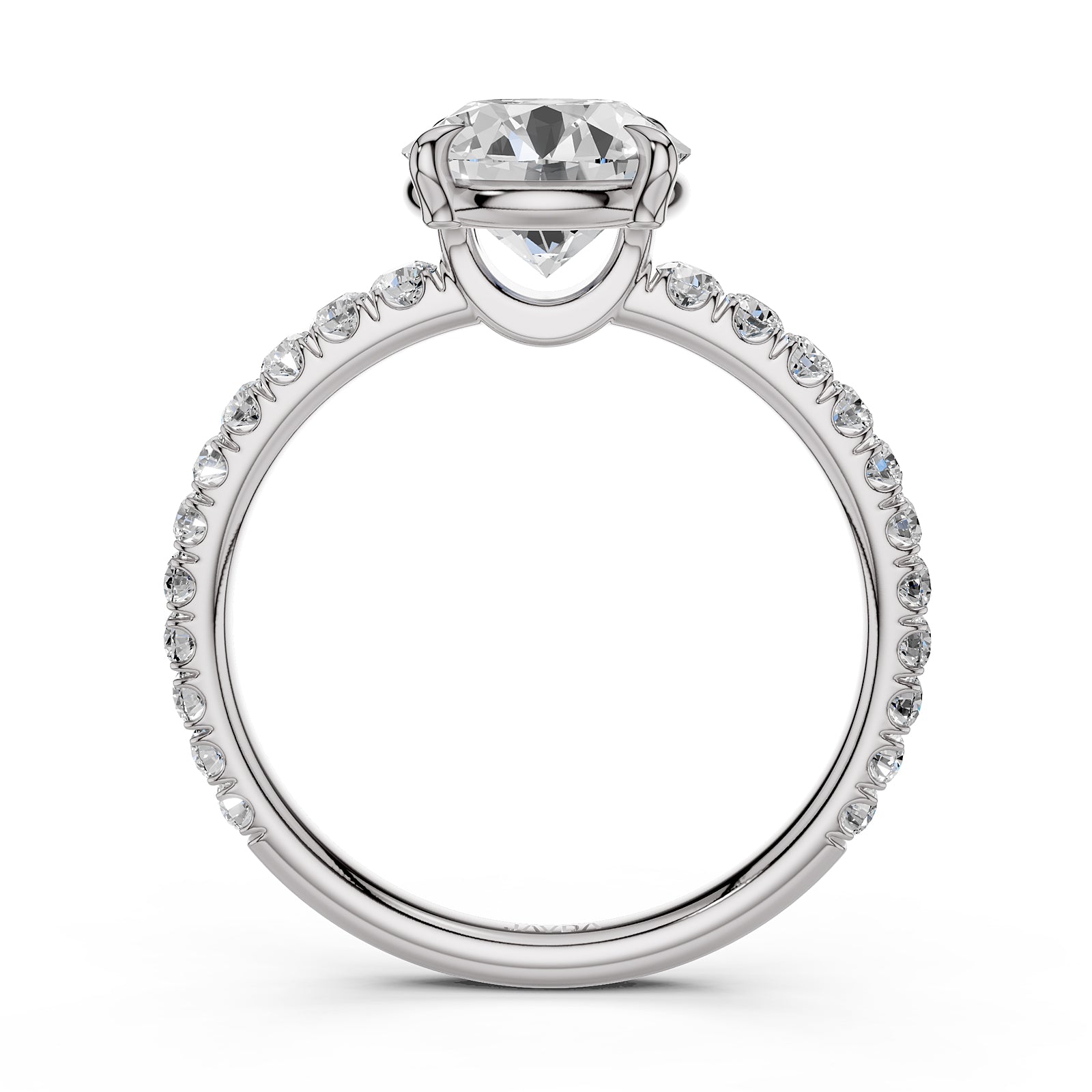 French U Pave Set Lab Grown Diamond Engagement Ring IGI Certified 1.50 Ctw.