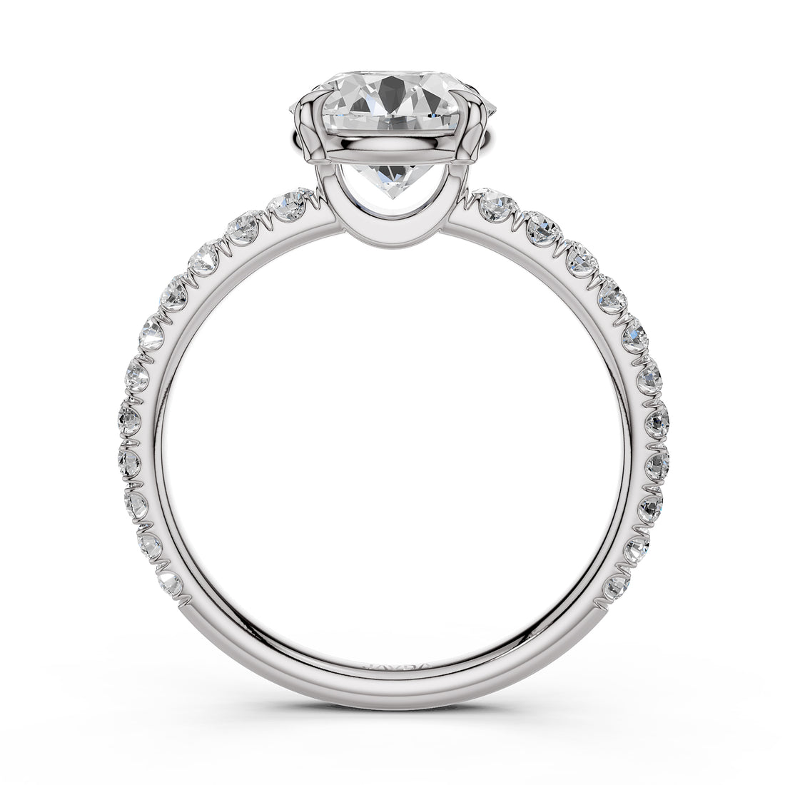 French U Pave Set Lab Grown Diamond Engagement Ring IGI Certified 1.50 Ctw.
