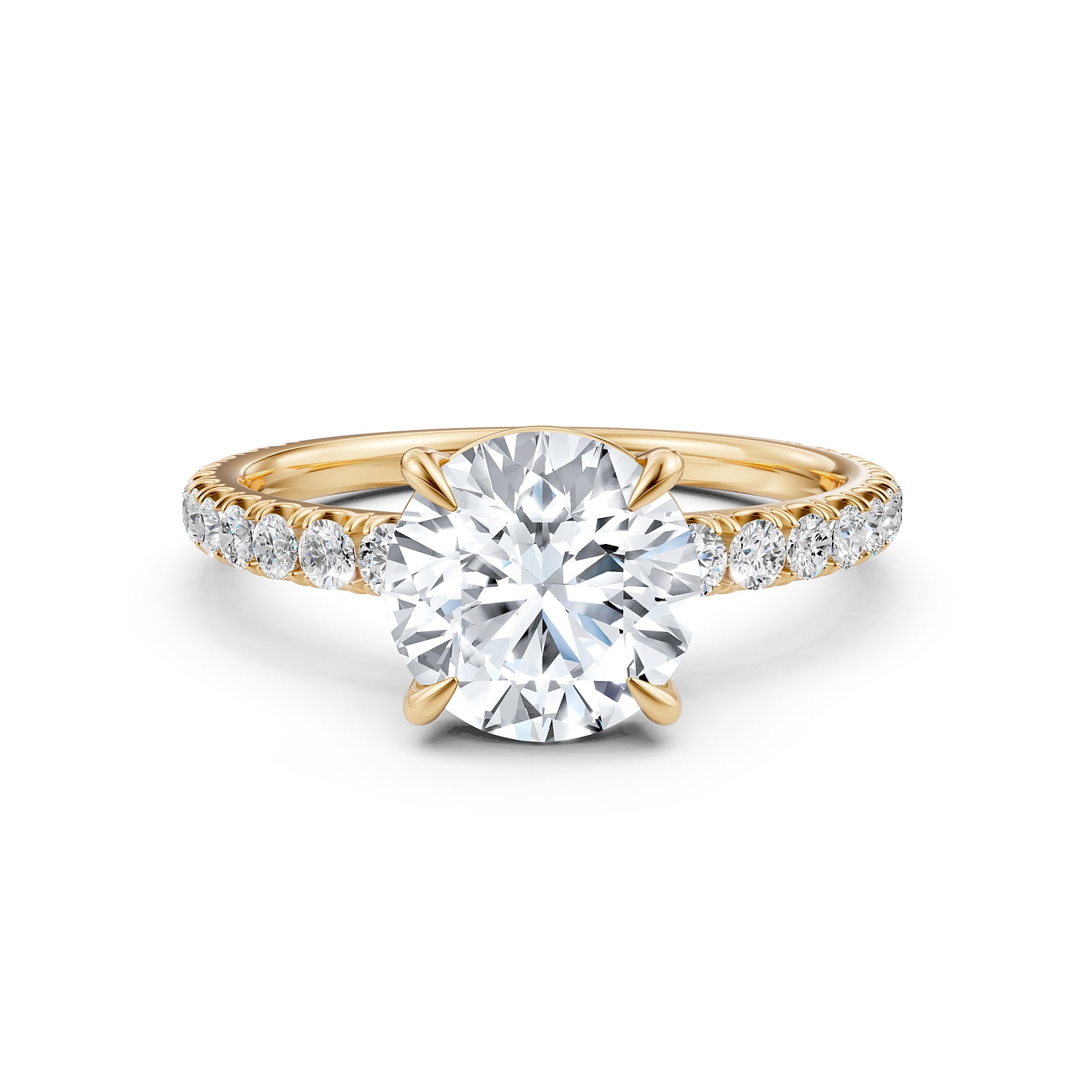 Stunning French U Pave Set Round Lab Grown Diamond Engagement Ring
