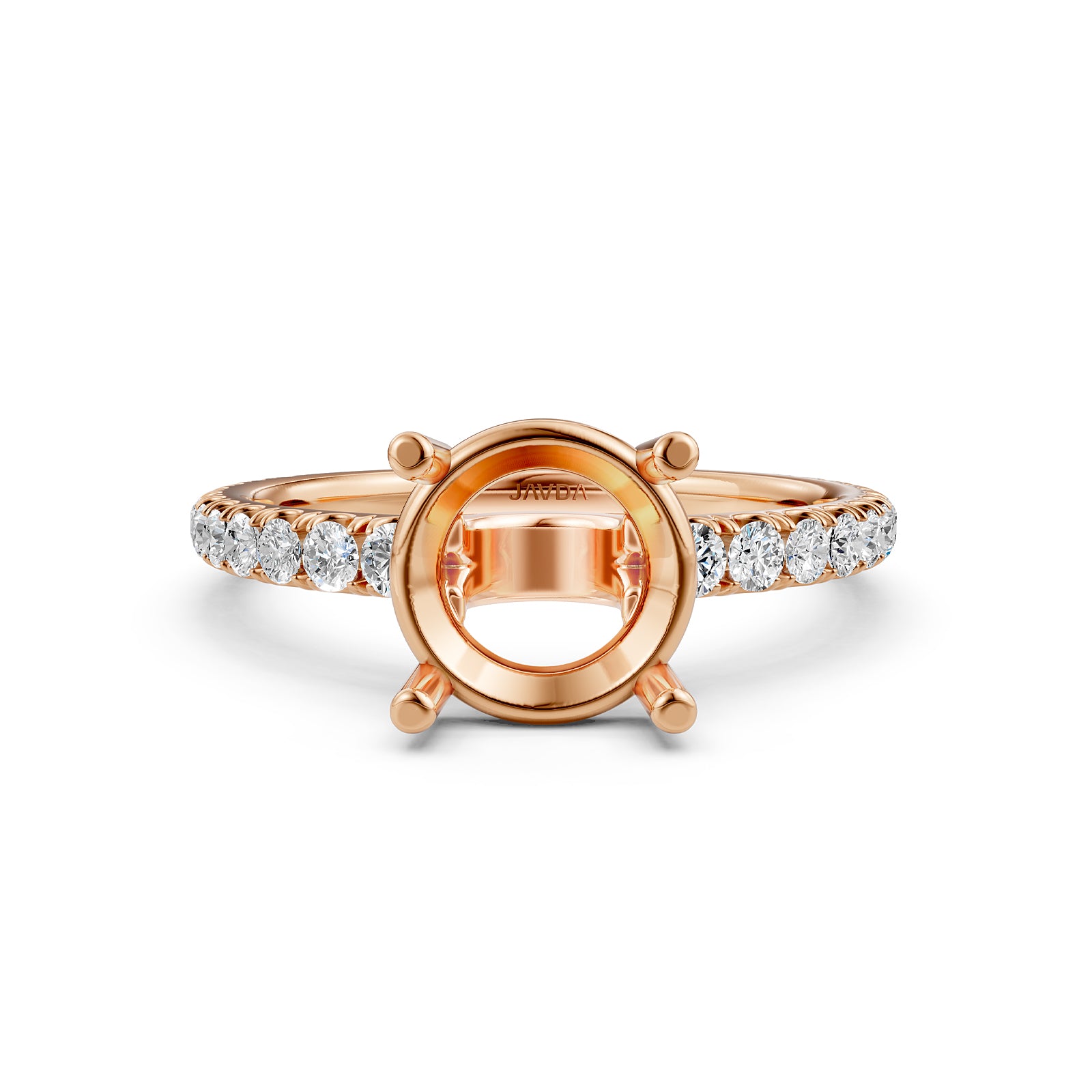 French U Pave Set Lab Grown Diamond Semi Mount Engagement Ring 0.50 Ct.