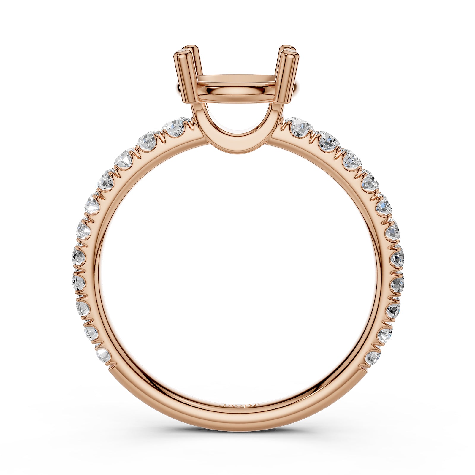 French U Pave Set Lab Grown Diamond Semi Mount Engagement Ring 0.50 Ct.