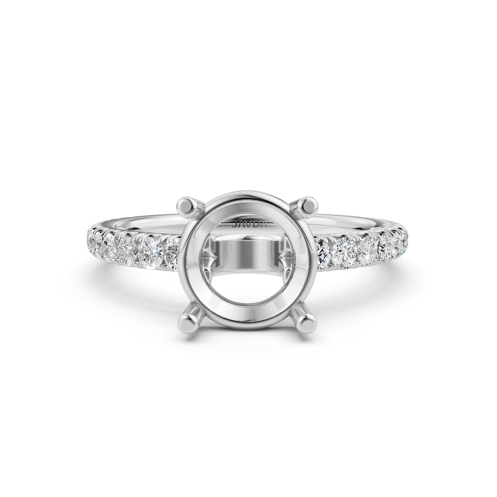 French U Pave Set Lab Grown Diamond Semi Mount Engagement Ring 0.50 Ct.