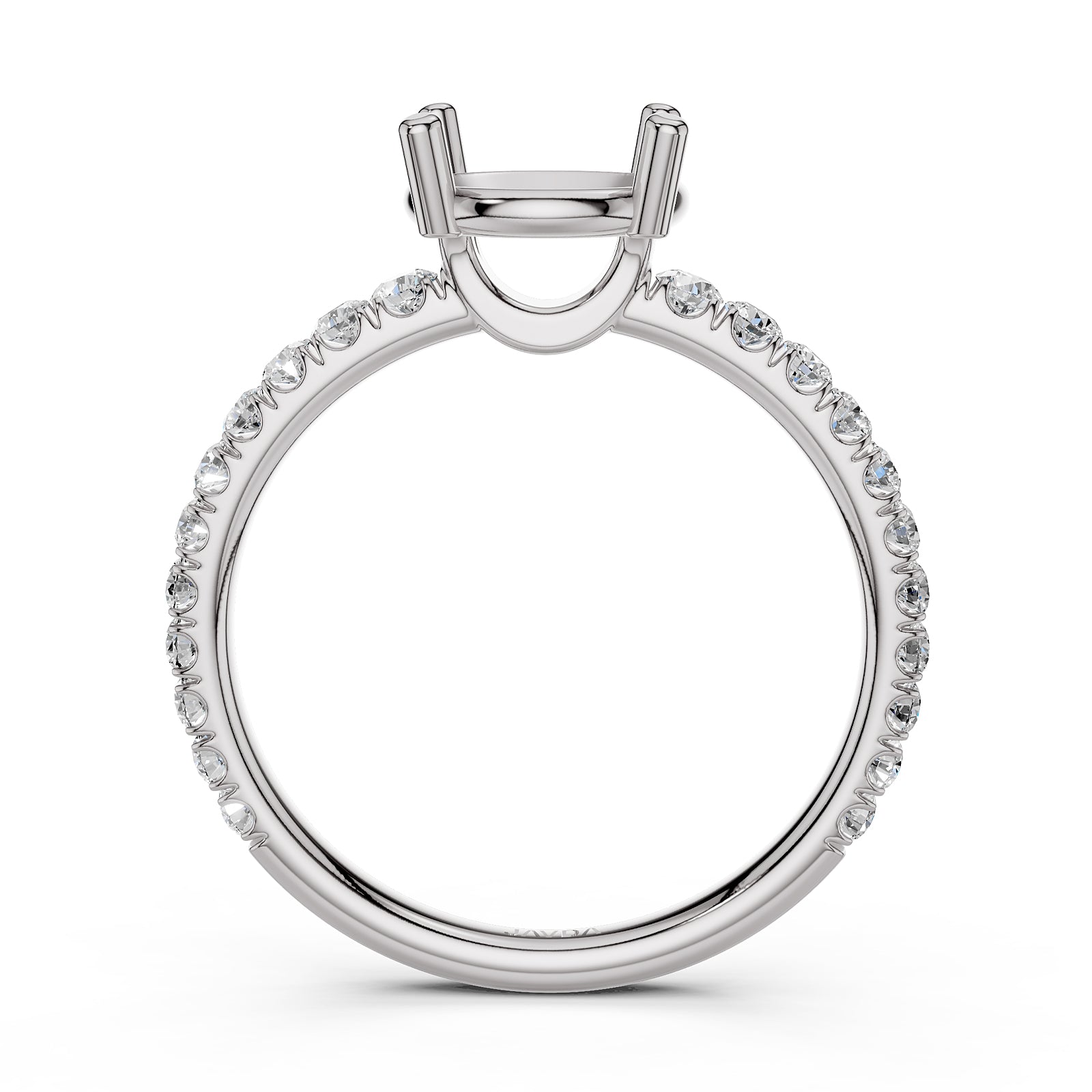 French U Pave Set Lab Grown Diamond Semi Mount Engagement Ring 0.50 Ct.