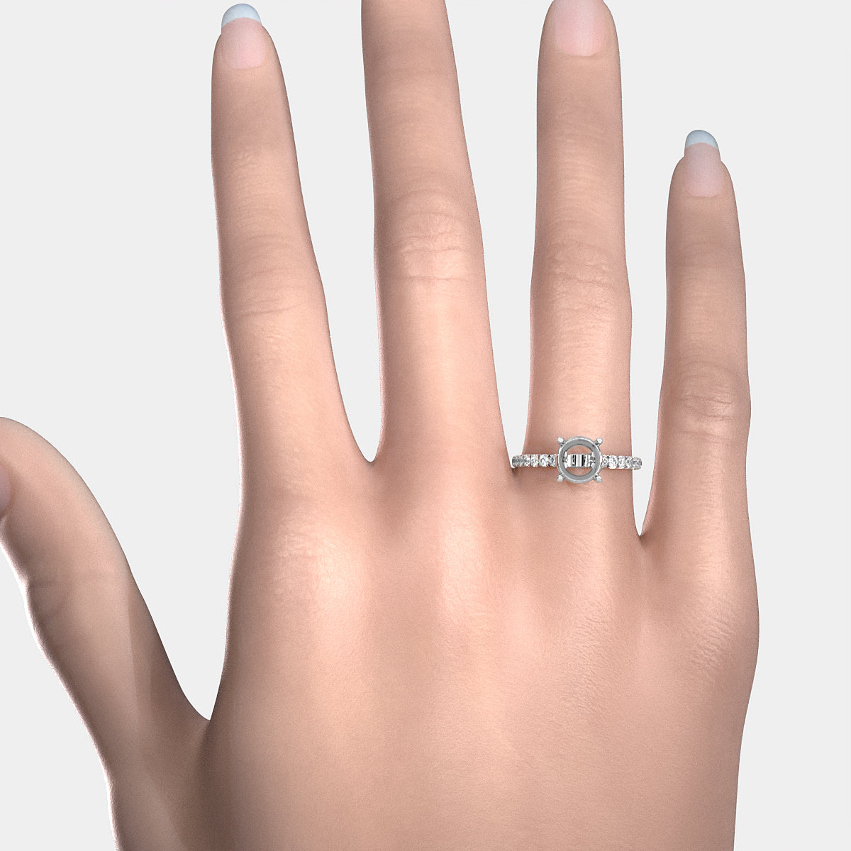 French U Pave Set Lab Grown Diamond Semi Mount Engagement Ring 0.50 Ct.