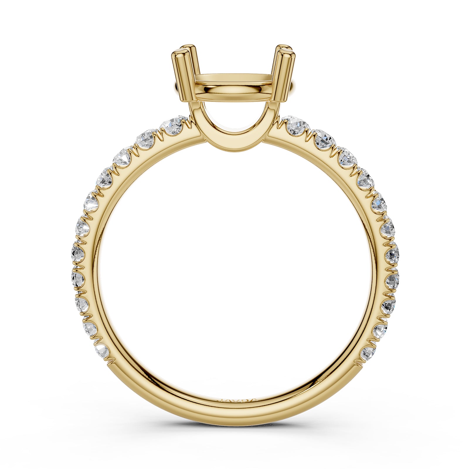 French U Pave Set Lab Grown Diamond Semi Mount Engagement Ring 0.50 Ct.