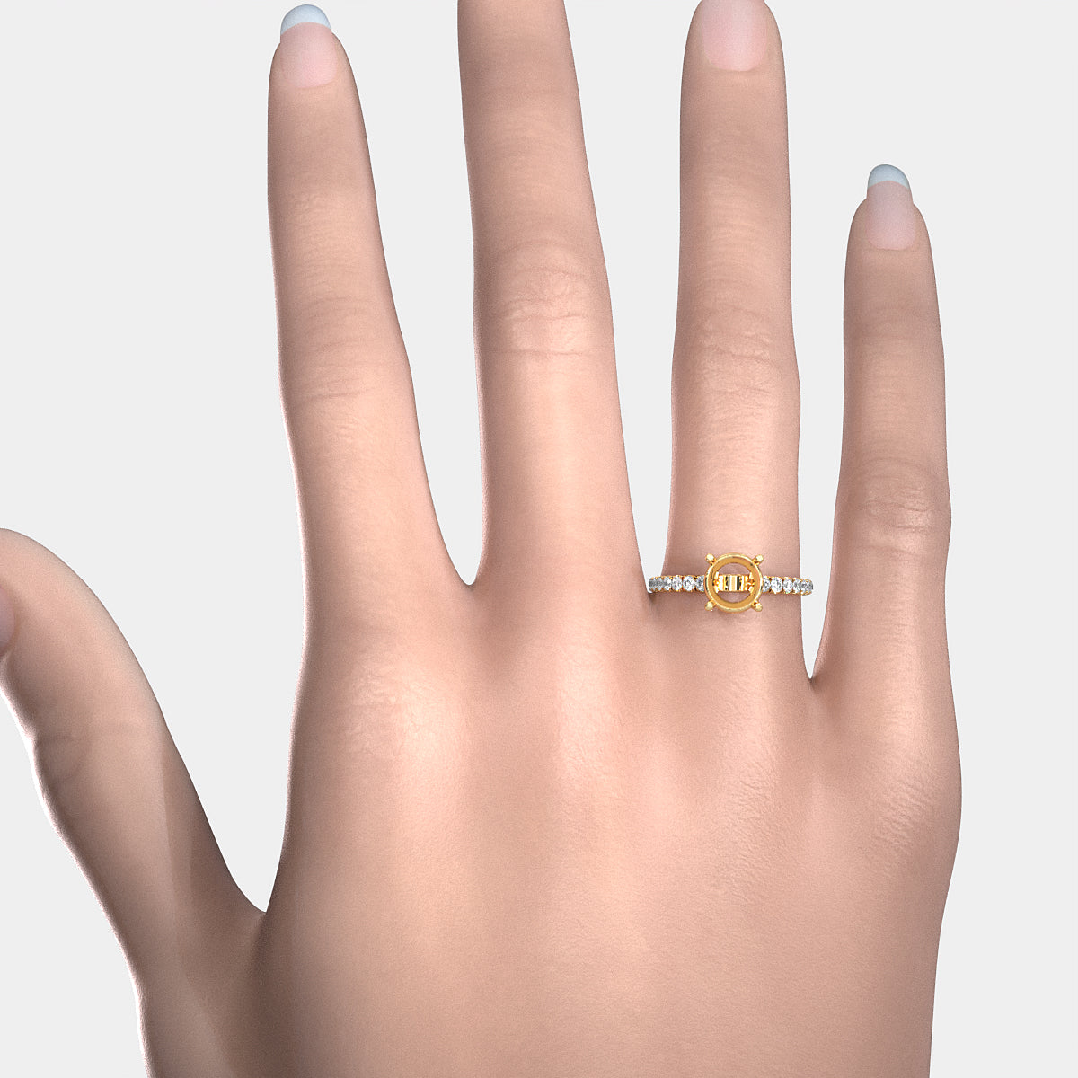 French U Pave Set Lab Grown Diamond Semi Mount Engagement Ring 0.50 Ct.