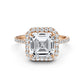 Double Halo Asscher  Lab Grown Diamond French Pave Set Engagement Ring