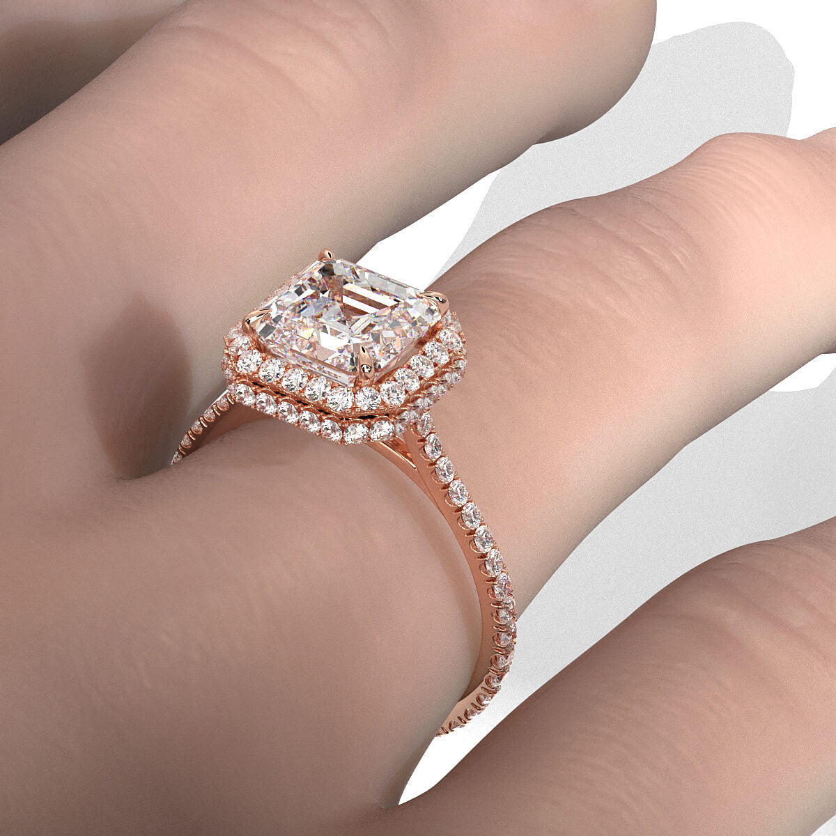 Double Halo Lab Grown Diamond Engagement Ring IGI Certified 2.53 Ctw.