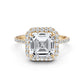Double Halo Asscher  Lab Grown Diamond French Pave Set Engagement Ring