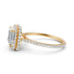 Double Halo Asscher  Lab Grown Diamond French Pave Set Engagement Ring