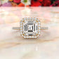 Double Halo Asscher  Lab Grown Diamond French Pave Set Engagement Ring