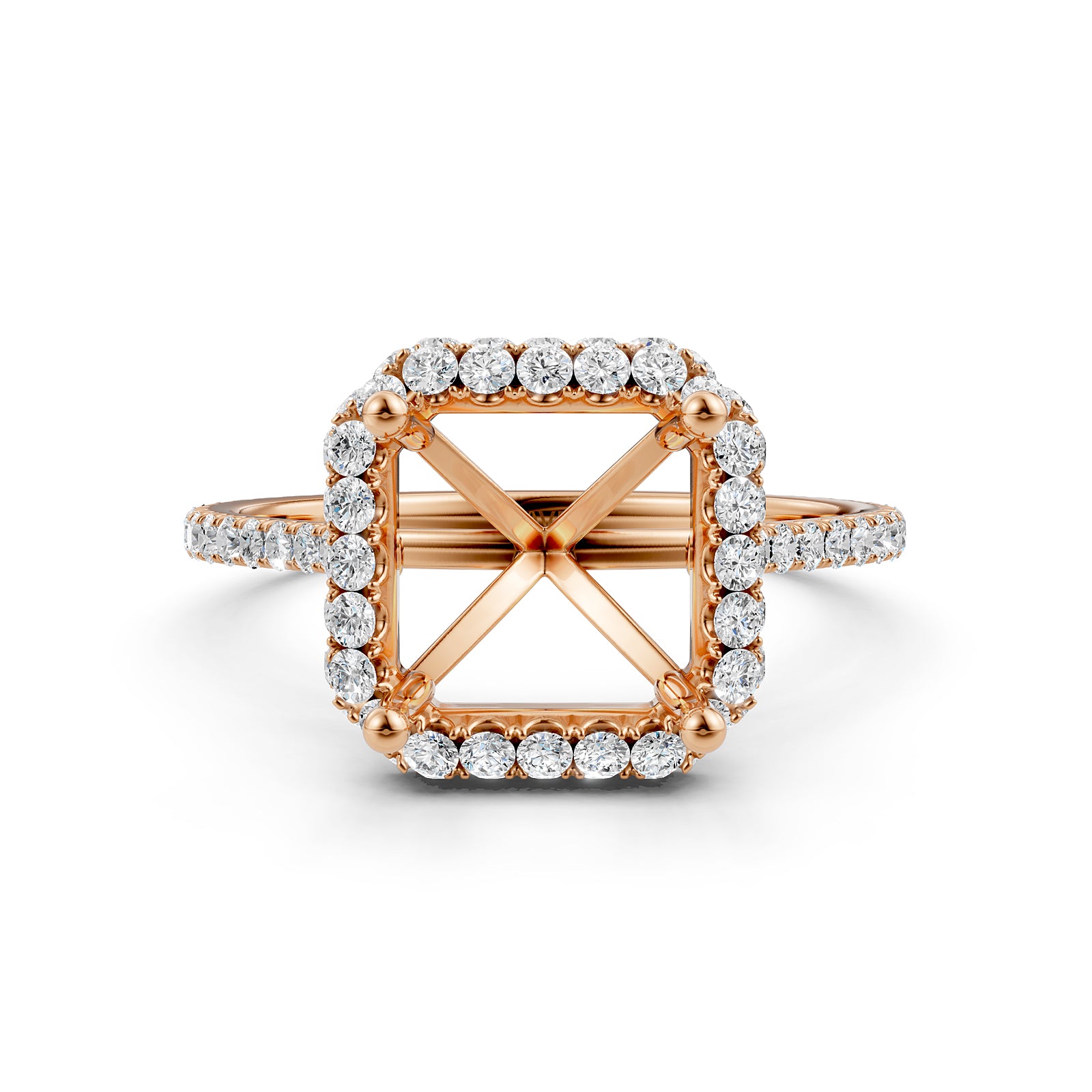 Double Halo Semi Mount Lab Grown Diamond Engagement Ring 0.53 Ct.