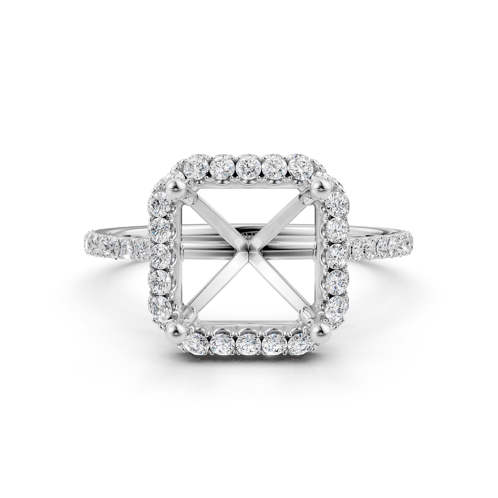 Double Halo Semi Mount Lab Grown Diamond Engagement Ring 0.53 Ct.