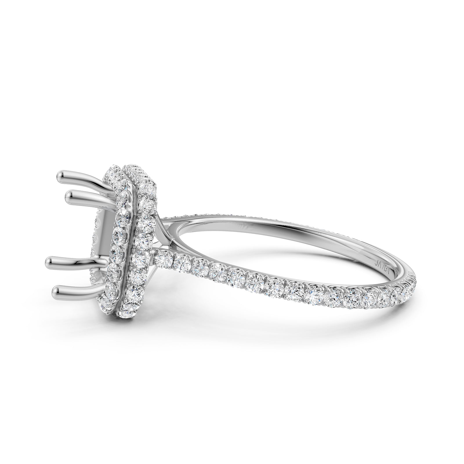 Double Halo Semi Mount Lab Grown Diamond Engagement Ring 0.53 Ct.