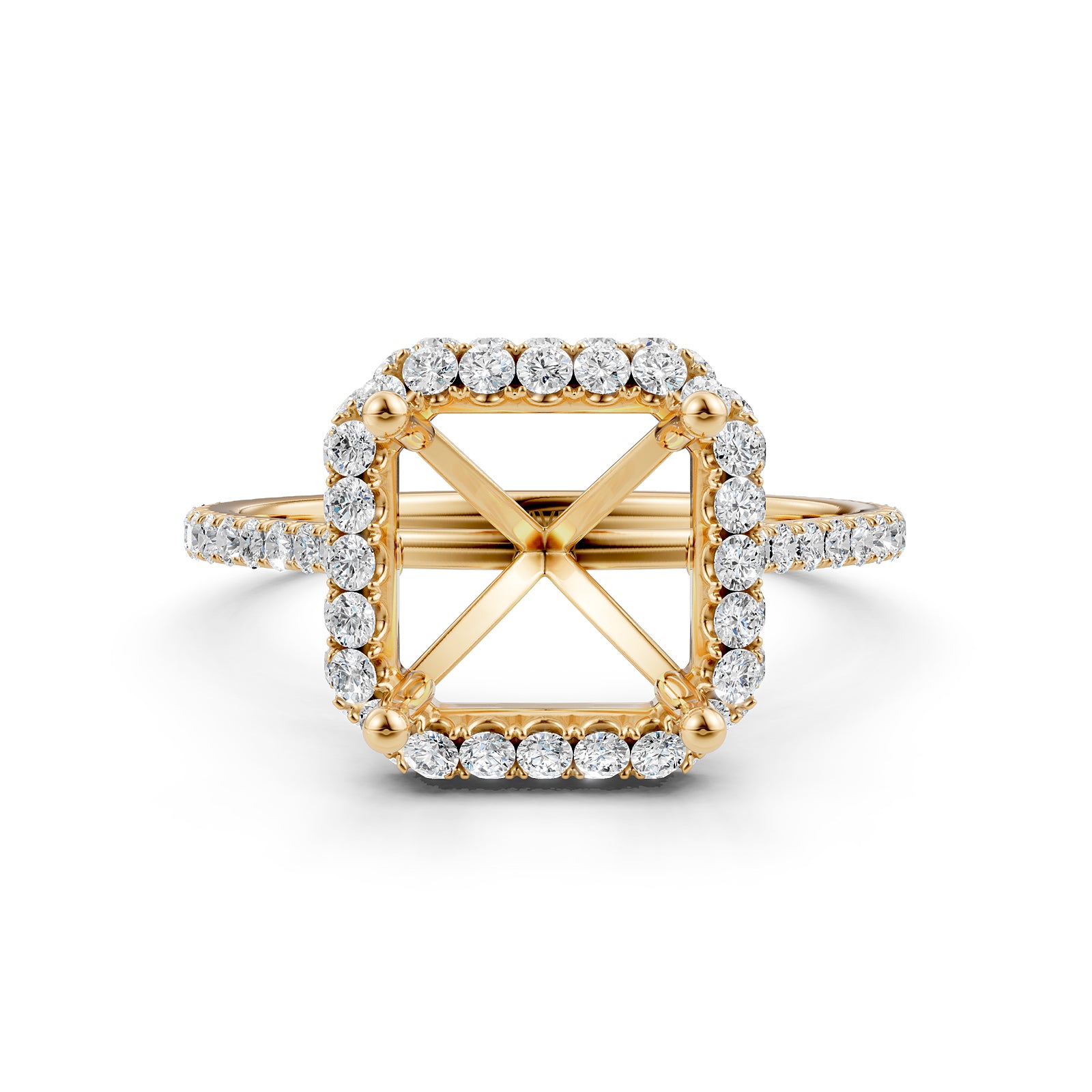 Double Halo Semi Mount Lab Grown Diamond Engagement Ring 0.53 Ct.