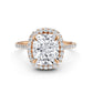 Double Halo Cushion Lab Grown Diamond U Cut Pave Set Engagement Ring