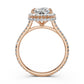 Double Halo Cushion Lab Grown Diamond U Cut Pave Set Engagement Ring