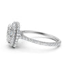 Double Halo Cushion Lab Grown Diamond U Cut Pave Set Engagement Ring