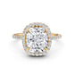 Double Halo Cushion Lab Grown Diamond U Cut Pave Set Engagement Ring