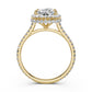 Double Halo Cushion Lab Grown Diamond U Cut Pave Set Engagement Ring