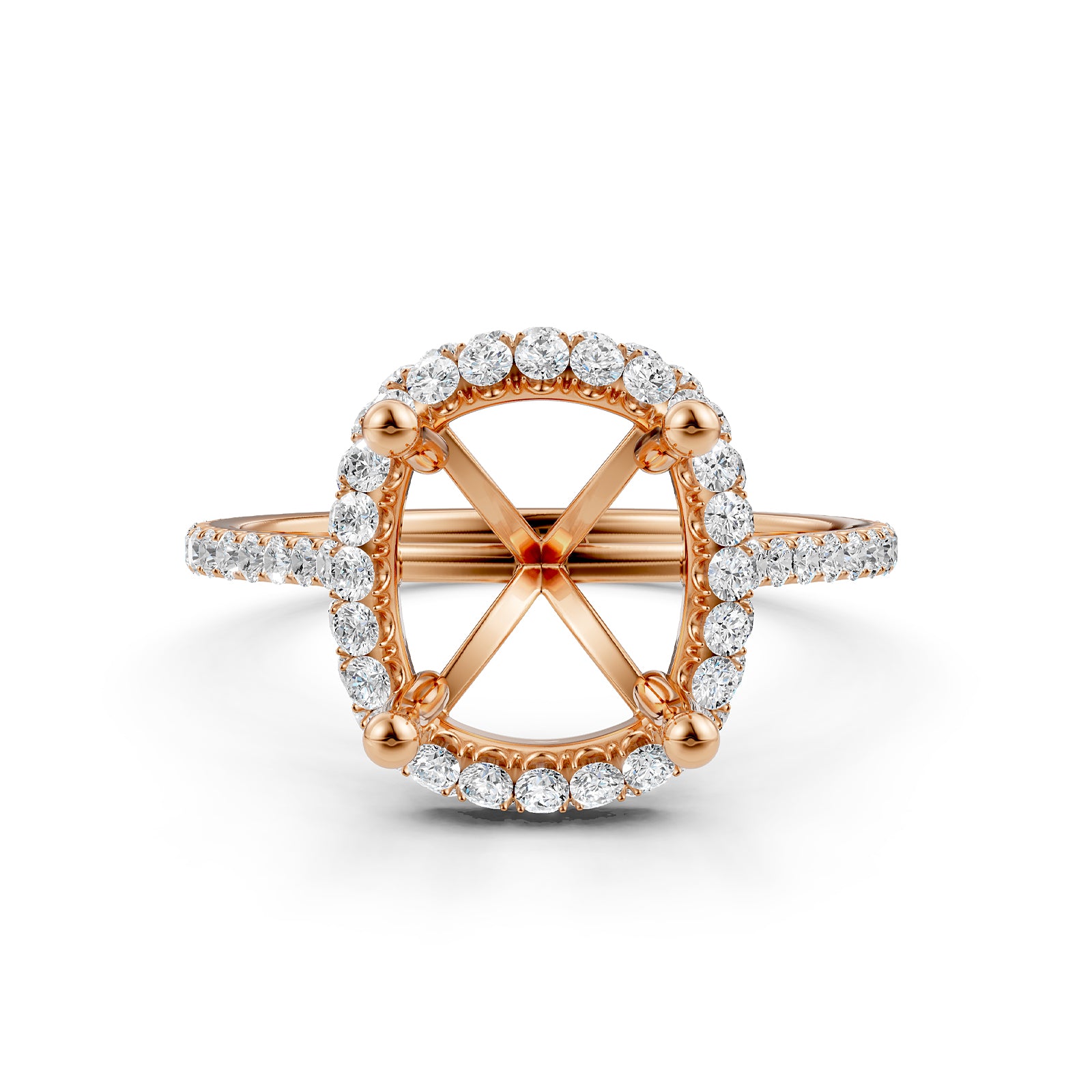 Double Halo Semi Mount Lab Grown Diamond Engagement Ring 0.53 Ct.