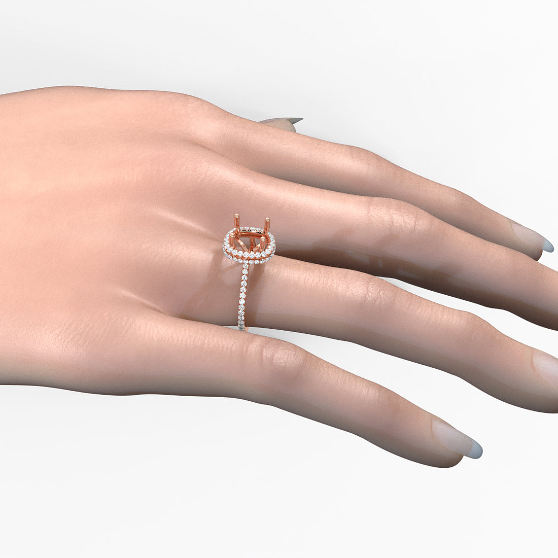 Double Halo Semi Mount Lab Grown Diamond Engagement Ring 0.53 Ct.