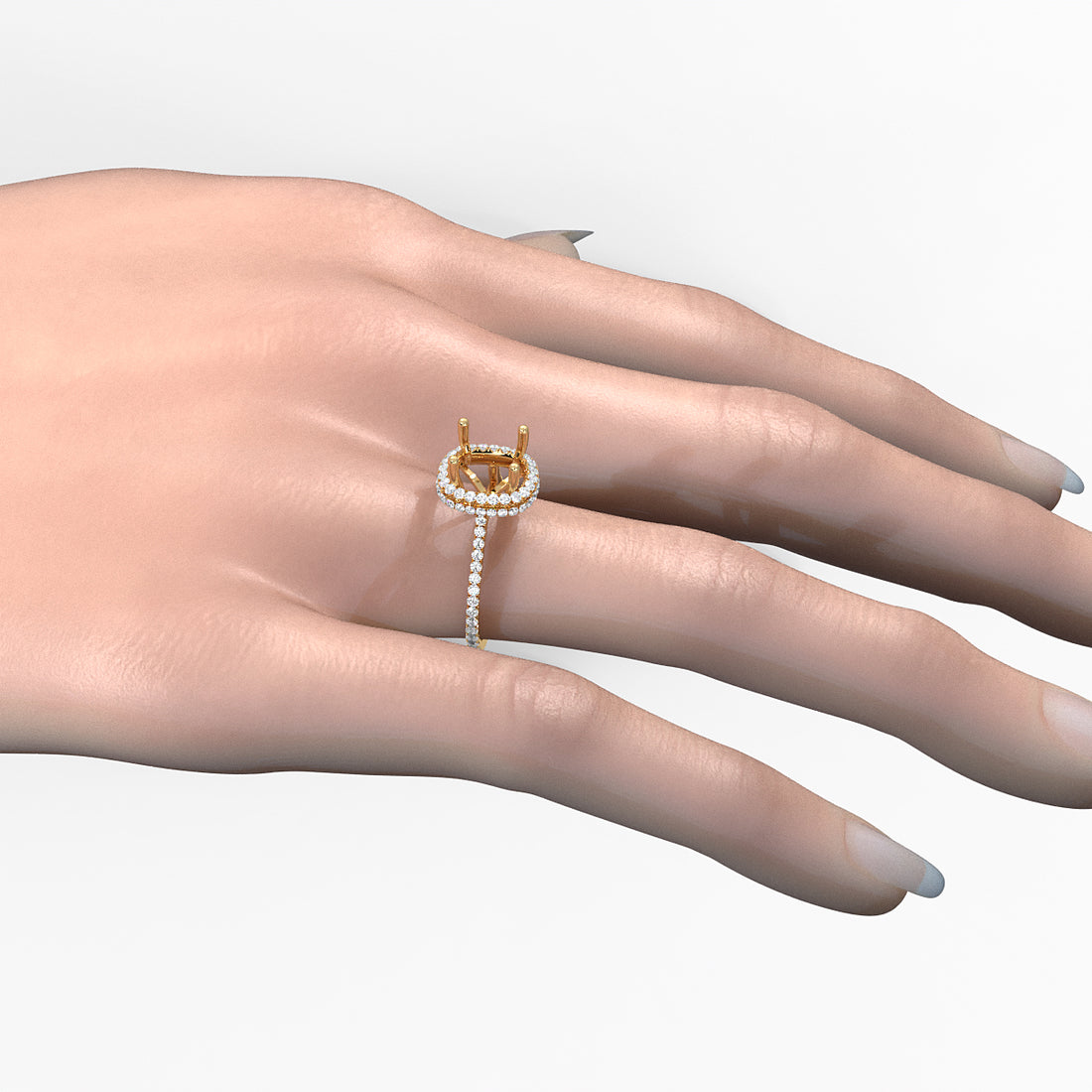 Double Halo Semi Mount Lab Grown Diamond Engagement Ring 0.53 Ct.