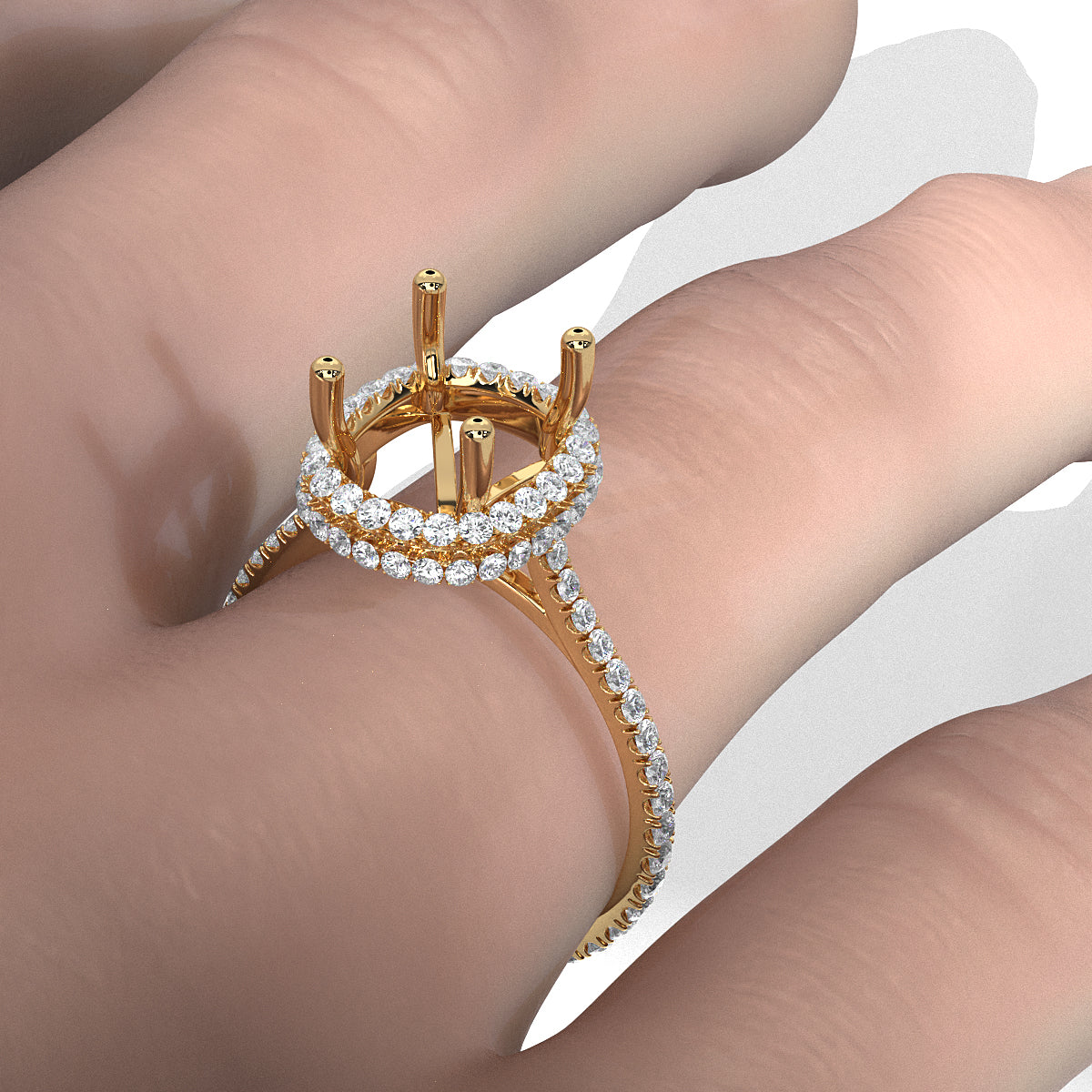 Double Halo Semi Mount Lab Grown Diamond Engagement Ring 0.53 Ct.