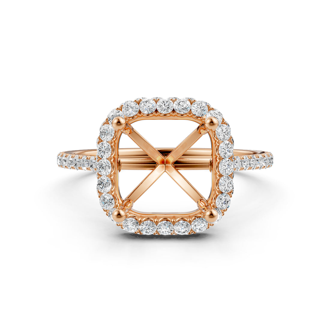 Double Halo Semi Mount Lab Grown Diamond Engagement Ring 0.53 Ct.