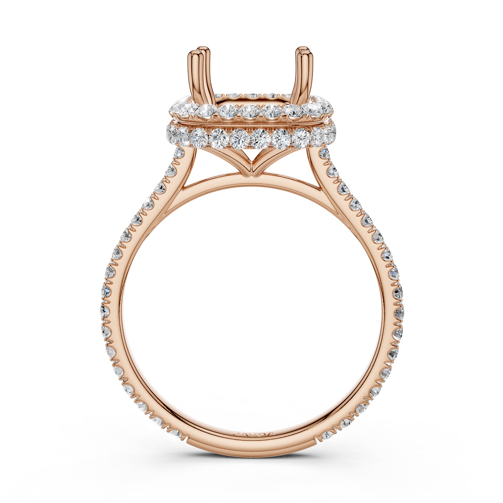 Double Halo Semi Mount Lab Grown Diamond Engagement Ring 0.53 Ct.