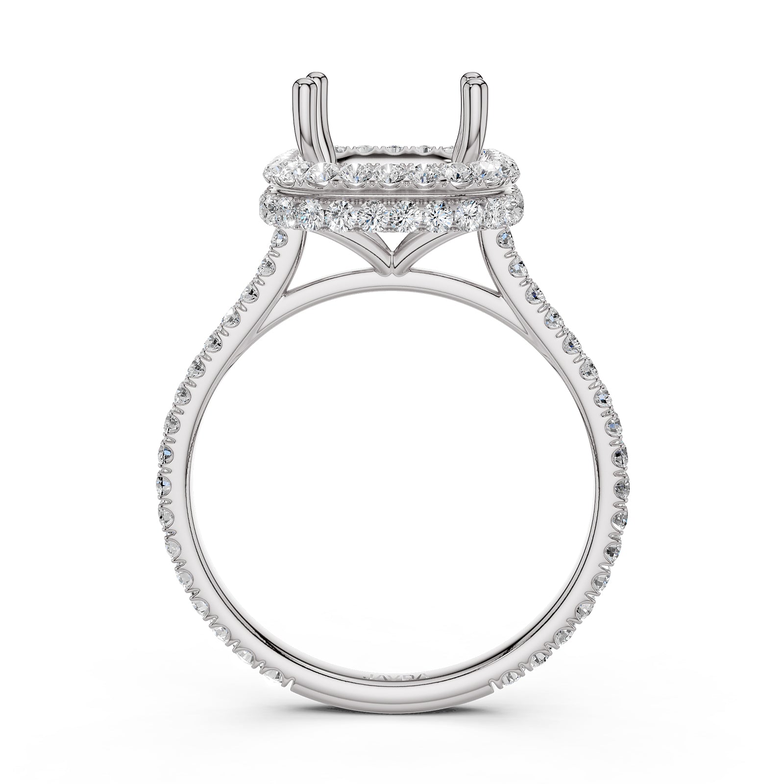 Double Halo Semi Mount Lab Grown Diamond Engagement Ring 0.53 Ct.