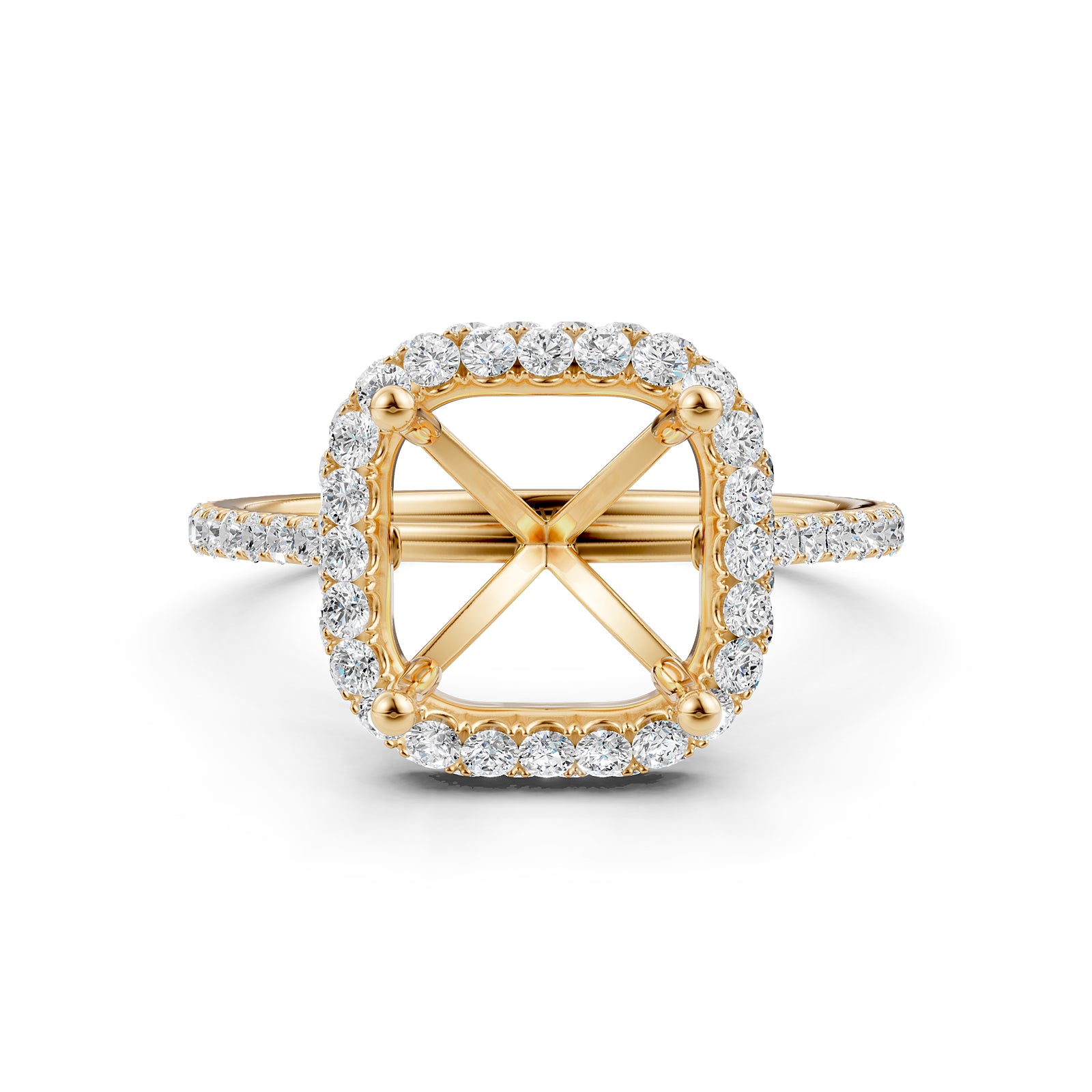 Double Halo Semi Mount Lab Grown Diamond Engagement Ring 0.53 Ct.