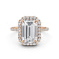 Double Halo Emerald  Lab Grown Diamond French U Cut Pave Set Engagement Ring