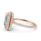 Double Halo Emerald  Lab Grown Diamond French U Cut Pave Set Engagement Ring