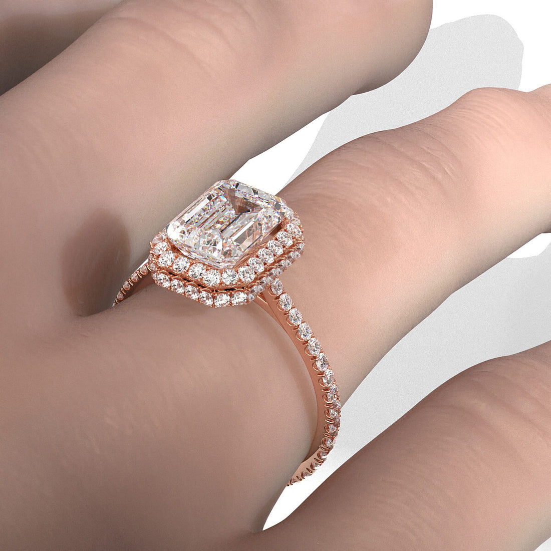 Double Halo Lab Grown Diamond Engagement Ring IGI Certified 2.53 Ctw.
