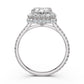 Double Halo Emerald  Lab Grown Diamond French U Cut Pave Set Engagement Ring