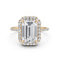 Double Halo Emerald  Lab Grown Diamond French U Cut Pave Set Engagement Ring