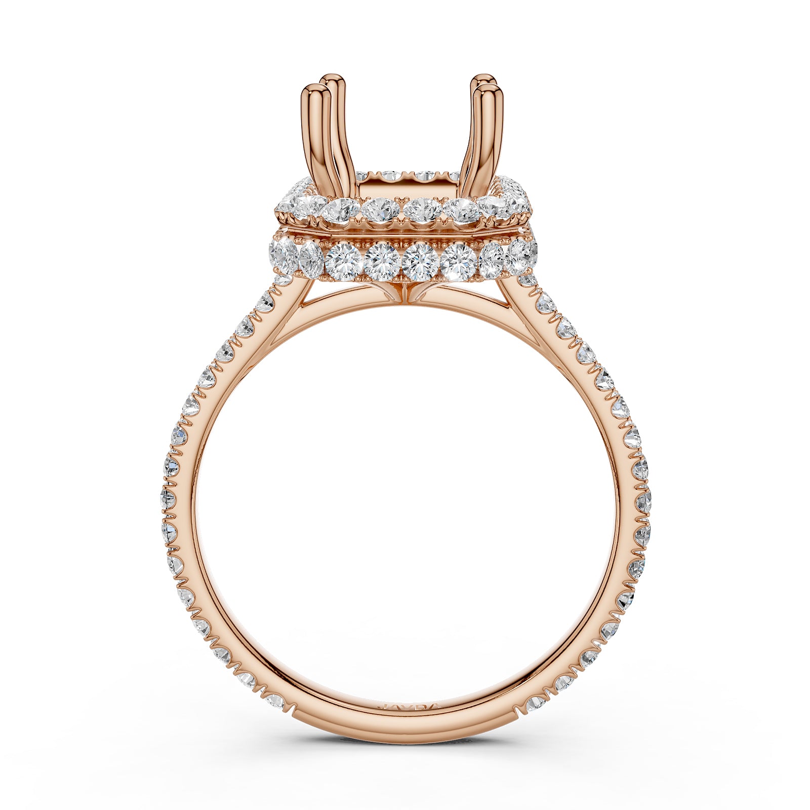 Double Halo Semi Mount Lab Grown Diamond Engagement Ring 0.53 Ct.