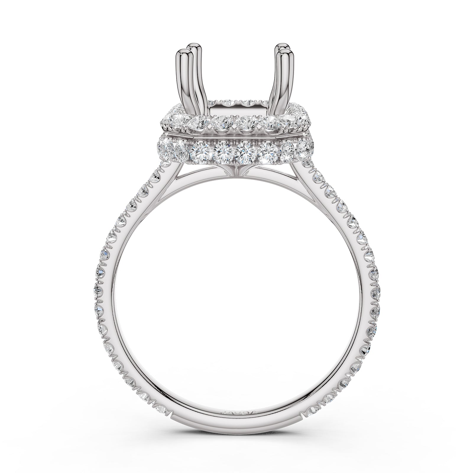 Double Halo Semi Mount Lab Grown Diamond Engagement Ring 0.53 Ct.