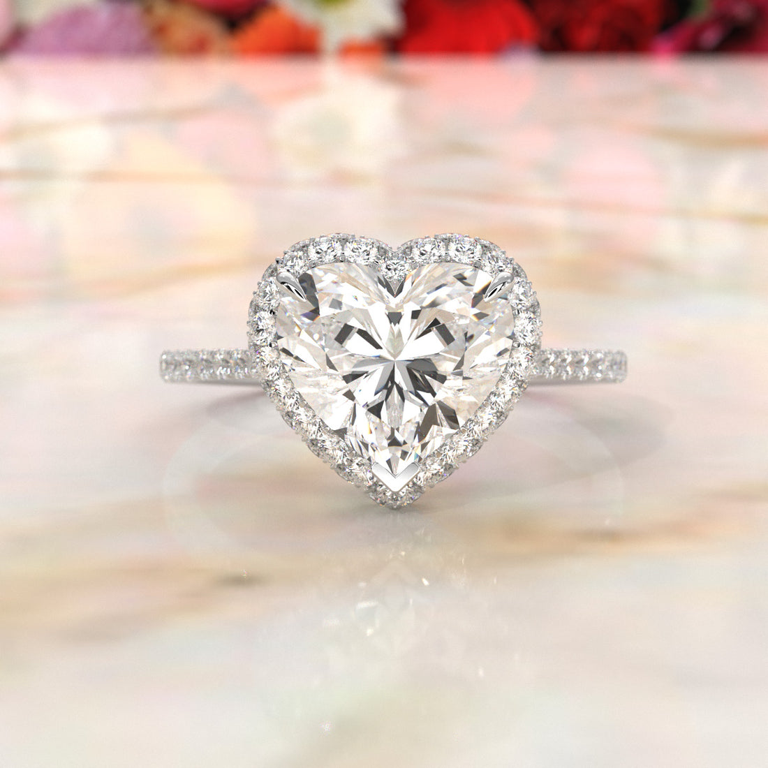 Double Halo Lab Grown Diamond Engagement Ring IGI Certified 2.53 Ctw.