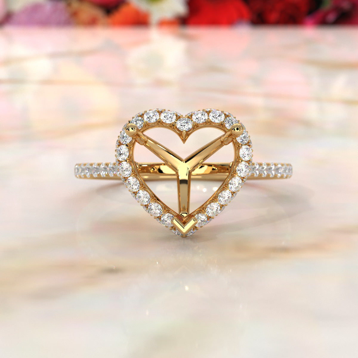 Double Halo Semi Mount Lab Grown Diamond Engagement Ring 0.53 Ct.