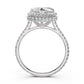 Double Halo Heart Lab Grown Diamond French U Cut Pave Set Engagement Ring