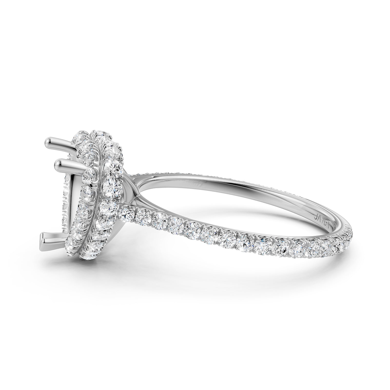 Double Halo Semi Mount Lab Grown Diamond Engagement Ring 0.53 Ct.