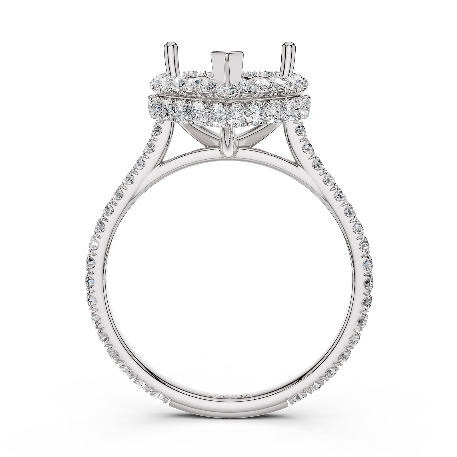 Double Halo Semi Mount Lab Grown Diamond Engagement Ring 0.53 Ct.